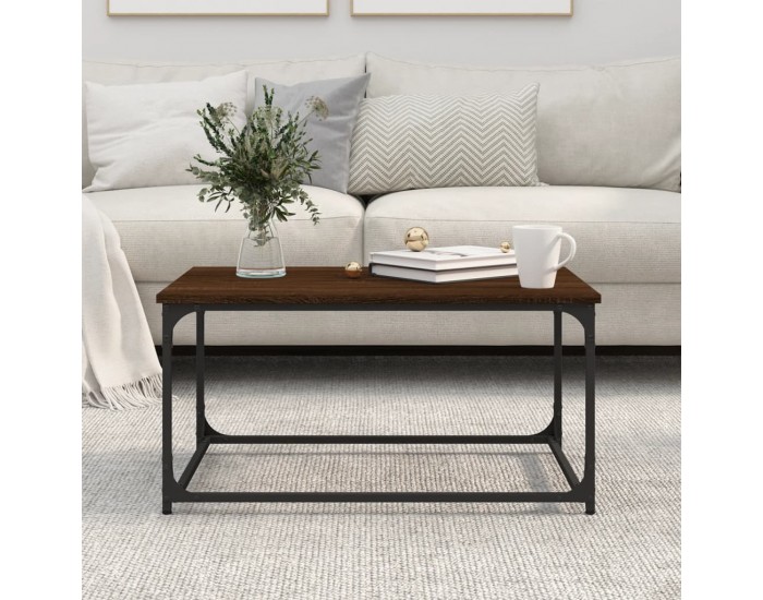 Sonata H Маса за кафе, кафяв дъб, 80x50x40 см, инженерно дърво и желязо