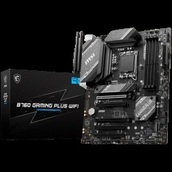 MSI B760 GAMING PLUS WIFI, ATX, Socket 1700, Intel B760 Chipset, Dual Channel DDR5 up to 6800(OC)MHz,5x PCIe x16 slot, 4xSATA 6G, 2x M.2 slot, 2x USB 3.2 Gen 1,4x USB 2.0, 1x HDMI, 1x DP, 2.5G LAN, 7.1 Audio, 3y warranty - Офис техника