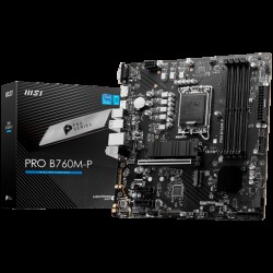 MSI PRO B760M-P, mATX, LGA 1700, Dual Channel DDR5 6800, 1x PCIe x16 slots, 2x M.2 slots, 1x HDMI, 1x DP, 1x VGA, 1x USB 3.2 Gen 2 Type-C, 1x USB 3.2 Gen 1, 4x USB 2.0, 7.1 HD Audio, 1Gbps LAN, 3Y - Офис техника