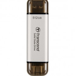 Твърд диск Transcend 512GB, External SSD, ESD310S, USB 10Gbps, Type C/A, Silver - Офис техника