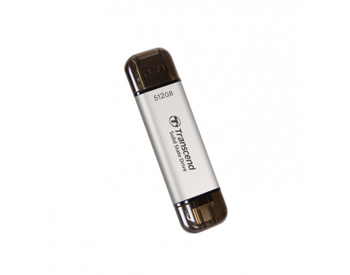 Твърд диск Transcend 512GB, External SSD, ESD310S, USB 10Gbps, Type C/A, Silver