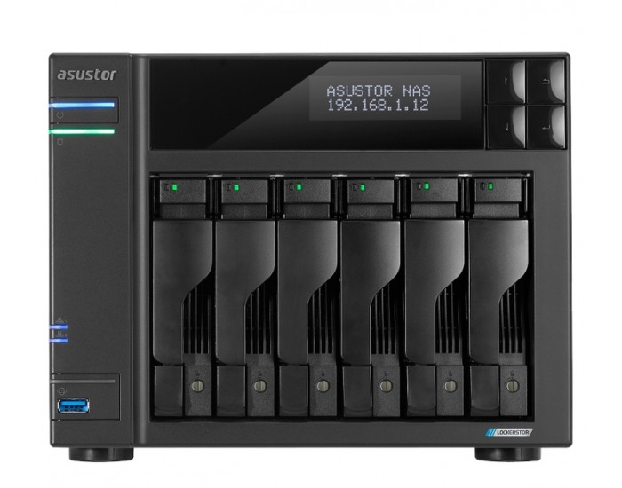 Мрежов сторидж Asustor Lockerstor AS6706, 6 Bay NAS, Intel Jasper Lake Quad-Core 2.0GHz, 8GB RAM DDR4, 2.5GbEx2, M.2 SSD Slots x 4 (Diskless), USB 3.2 Gen 2x2, Toolless installation, with hot-swappable tray, hardware encryption, MyArchive, EZ connect, EZ