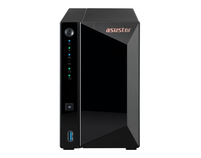 Мрежов сторидж Asustor AS3302T_V2, 2 bay NAS, Realtek RTD1619B, Quad-Core, 1.7GHz (not ex.), 2.5GbE x1, USB3.2 Gen1 x3, WOW (Wake on WAN), Ttoolless installation, with hot-swappable tray, hardware encryption, MyArchive, EZ connect, EZ Sync, WoL, System Sl