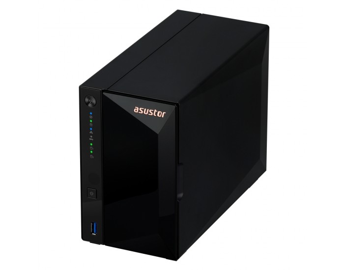 Мрежов сторидж Asustor AS3302T_V2, 2 bay NAS, Realtek RTD1619B, Quad-Core, 1.7GHz (not ex.), 2.5GbE x1, USB3.2 Gen1 x3, WOW (Wake on WAN), Ttoolless installation, with hot-swappable tray, hardware encryption, MyArchive, EZ connect, EZ Sync, WoL, System Sl