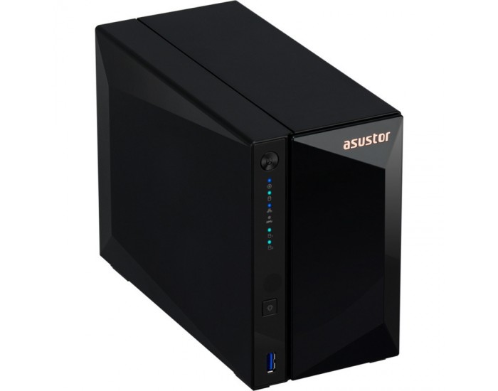 Мрежов сторидж Asustor AS3302T_V2, 2 bay NAS, Realtek RTD1619B, Quad-Core, 1.7GHz (not ex.), 2.5GbE x1, USB3.2 Gen1 x3, WOW (Wake on WAN), Ttoolless installation, with hot-swappable tray, hardware encryption, MyArchive, EZ connect, EZ Sync, WoL, System Sl