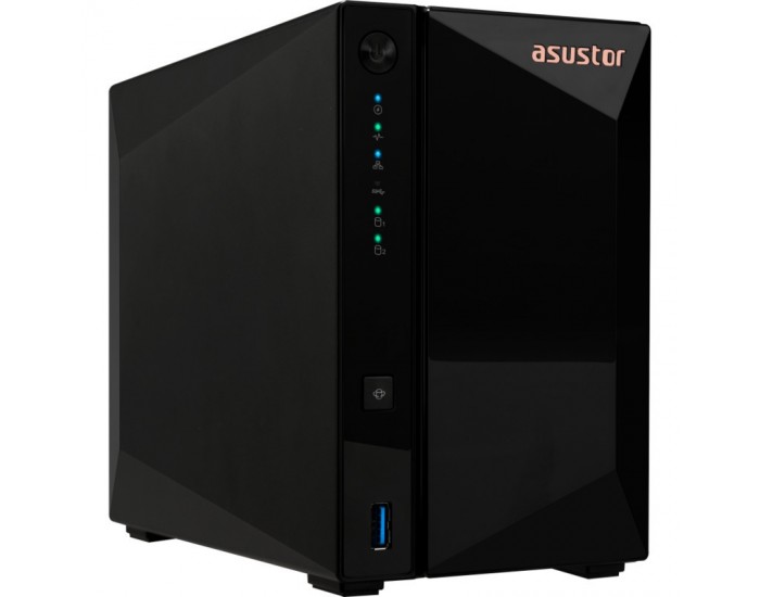 Мрежов сторидж Asustor AS3302T_V2, 2 bay NAS, Realtek RTD1619B, Quad-Core, 1.7GHz (not ex.), 2.5GbE x1, USB3.2 Gen1 x3, WOW (Wake on WAN), Ttoolless installation, with hot-swappable tray, hardware encryption, MyArchive, EZ connect, EZ Sync, WoL, System Sl