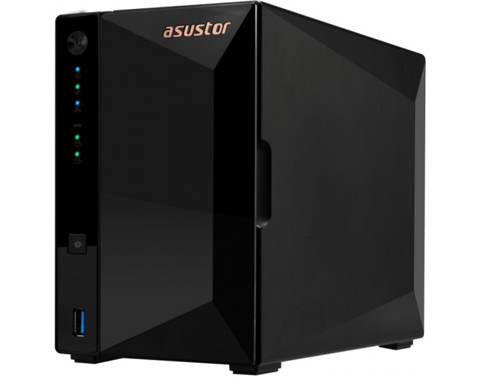 Мрежов сторидж Asustor AS3302T_V2, 2 bay NAS, Realtek RTD1619B, Quad-Core, 1.7GHz (not ex.), 2.5GbE x1, USB3.2 Gen1 x3, WOW (Wake on WAN), Ttoolless installation, with hot-swappable tray, hardware encryption, MyArchive, EZ connect, EZ Sync, WoL, System Sl