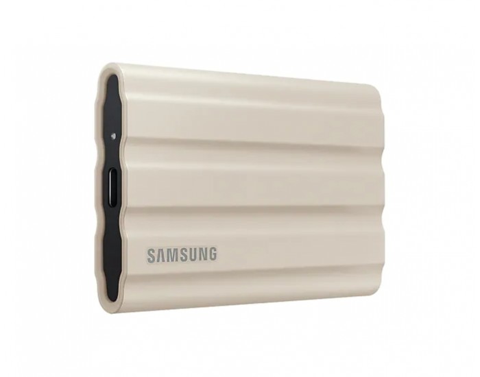 Твърд диск Samsung Portable NVME SSD T7 Shield 1TB , USB 3.2 Gen2, Rugged, IP65, Read 1050 MB/s Write 1000 MB/s, Beige
