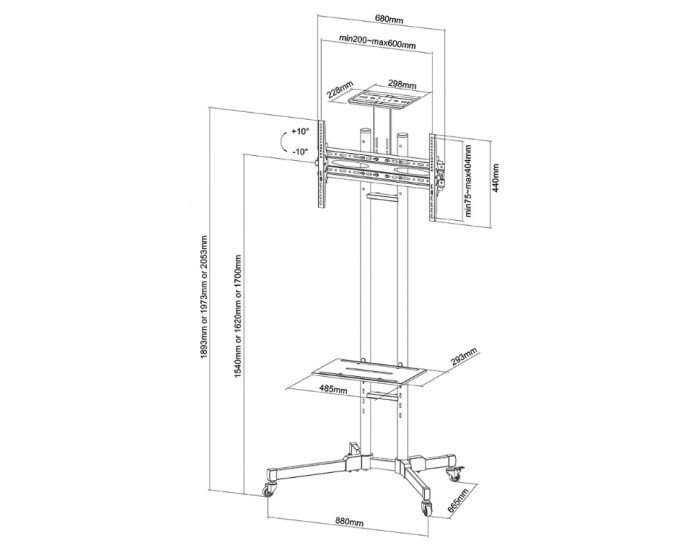 Стойка Neomounts by NewStar Mobile Flat Screen Floor Stand (height: 155-170 cm) Стойка Neomounts by NewStar Mobile Flat Screen Floor Stand (height: 155-170 cm)
