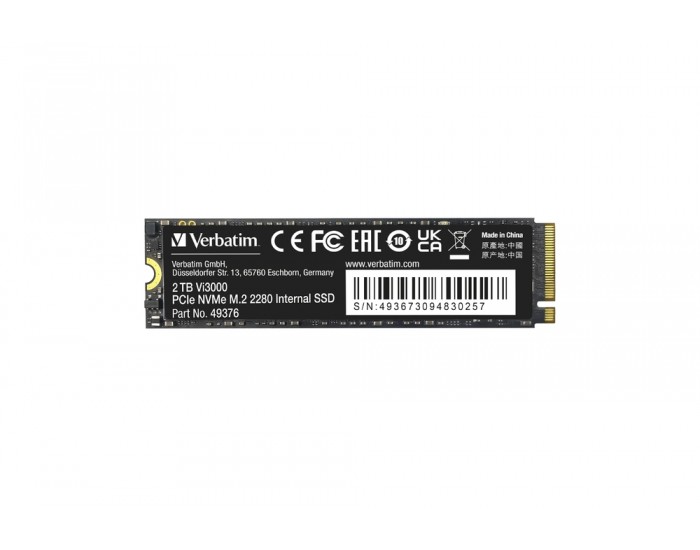 Твърд диск Verbatim Vi3000 Internal PCIe NVMe M.2 SSD 2TB Твърд диск Verbatim Vi3000 Internal PCIe NVMe M.2 SSD 2TB