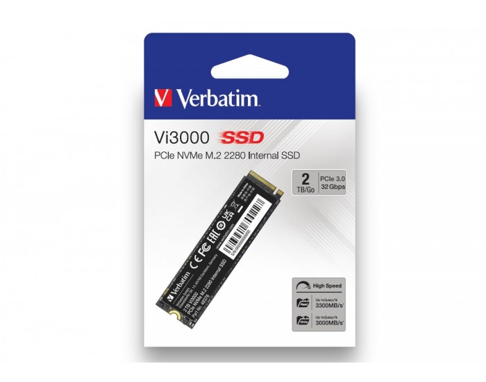 Твърд диск Verbatim Vi3000 Internal PCIe NVMe M.2 SSD 2TB Твърд диск Verbatim Vi3000 Internal PCIe NVMe M.2 SSD 2TB