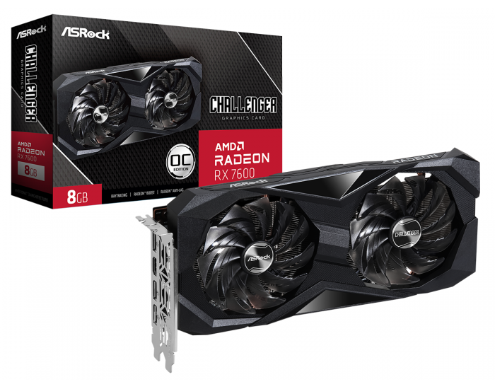 ASROCK Video Card AMD Radeon RX-7600 Challenger 8GB GDDR6 128bit, 2695 MHz / 18Gbps, 3x DP 2.1, 1x HDMI, 2 fan, 2 slot ASROCK Video Card AMD Radeon RX-7600 Challenger 8GB GDDR6 128bit, 2695 MHz / 18Gbps, 3x DP 2.1, 1x HDMI, 2 fan, 2 slot