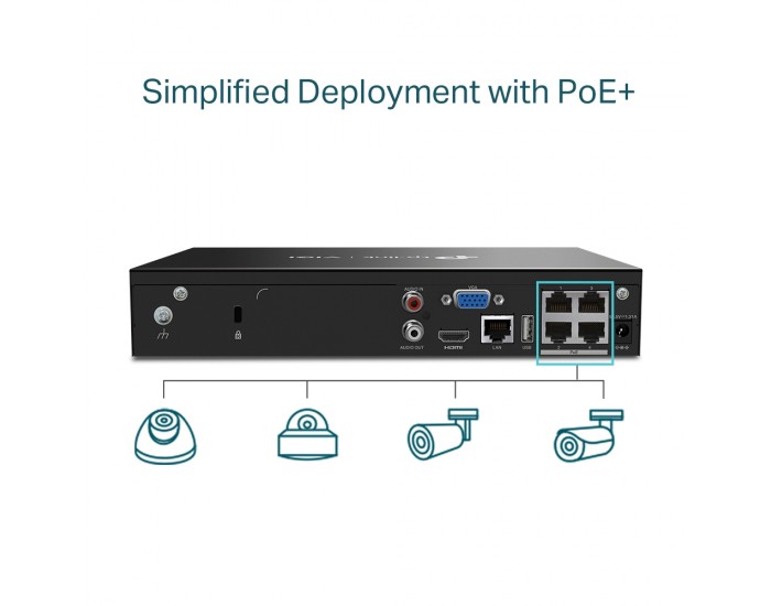 NVR TP-Link VIGI NVR1004H-4P PoE+ 4-канален