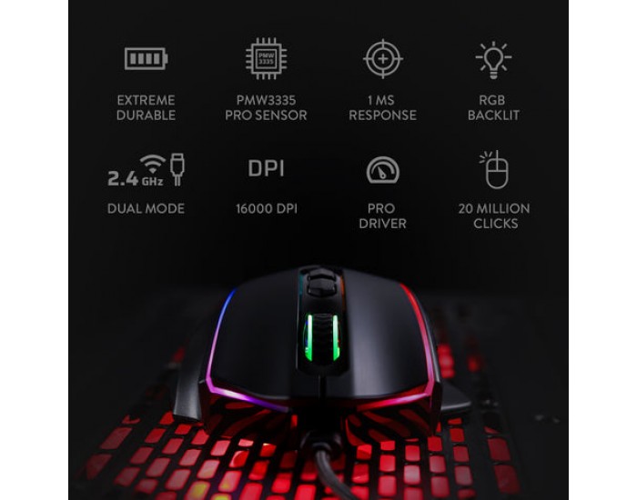 Мишка Redragon Vampire Elite кабелна/безжична RGB геймърска M686RGB-BK