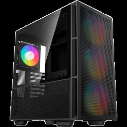 DeepCool CH560, Mid Tower, Mini-ITX/Micro-ATX/ATX/E-ATX, 1xUSB3.0, 1xType-C, 1xAudio, 3x140mm + 1x120mm Pre-Installed ARGB Fans, Hybrid Tempered Glass And Mesh Side Panel, GPU Support Arm, Mesh Front Panel, Black - Deep cool