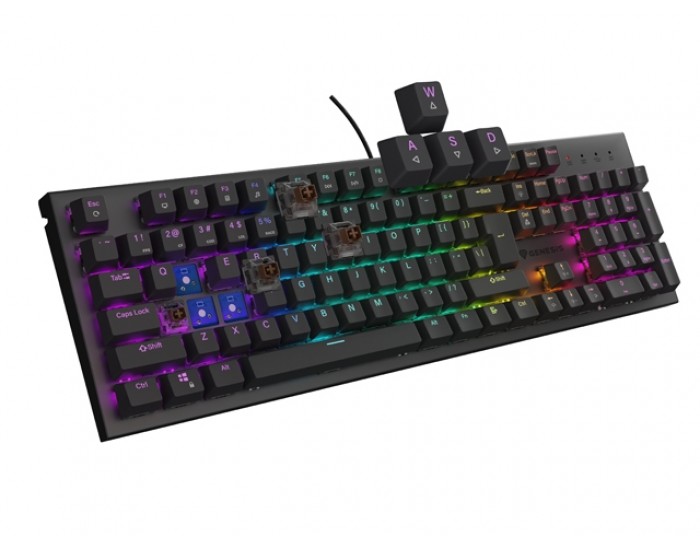 Клавиатура Genesis Mechanical Gaming Keyboard Thor 303 RGB Backlight Brown Switch US Layout Black Клавиатура Genesis Mechanical Gaming Keyboard Thor 303 RGB Backlight Brown Switch US Layout Black
