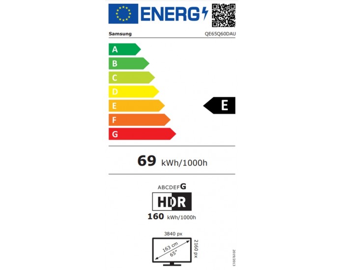 Телевизор Samsung 65" 65Q60D AI 4K QLED, SMART, Wireless, Network, PIP, Bluetooth 5.2, 3xHDMI, 2xUSB, Black