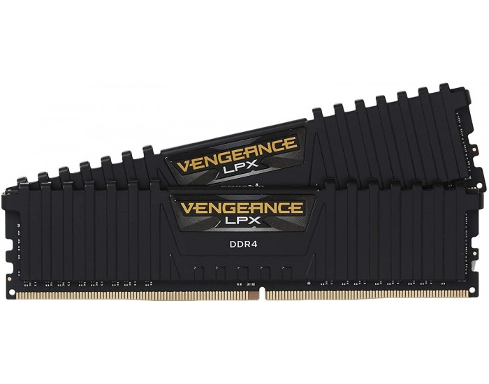 Corsair DDR4, 3200MHz 16GB 2x8GB DIMM, Unbuffered, 16-18-18-36, SPD base 2666, XMP 2.0, Vengeance LPX Black Heatspreader, Black PCB, 1.35V, for Ryzen/AM4, EAN:0843591031110