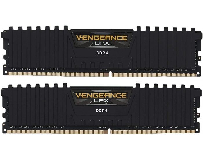 Corsair DDR4, 3200MHz 16GB 2x8GB DIMM, Unbuffered, 16-18-18-36, SPD base 2666, XMP 2.0, Vengeance LPX Black Heatspreader, Black PCB, 1.35V, for Ryzen/AM4, EAN:0843591031110