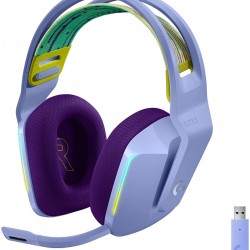 Слушалки Logitech G733 Wireless Headset, Lightsync RGB, Lightspeed Wireless, PRO-G 40 mm Drivers, DTS Headphone:X 2.0 Surround, Blue Voice Microphone, 278 g, Lilac - Офис техника