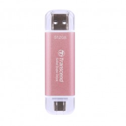 Твърд диск Transcend 512GB, USB External SSD, ESD310P, USB 10Gbps, Type C/ A, Pink - Офис техника