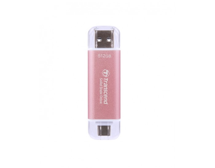 Твърд диск Transcend 512GB, USB External SSD, ESD310P, USB 10Gbps, Type C/ A, Pink Твърд диск Transcend 512GB, USB External SSD, ESD310P, USB 10Gbps, Type C/ A, Pink