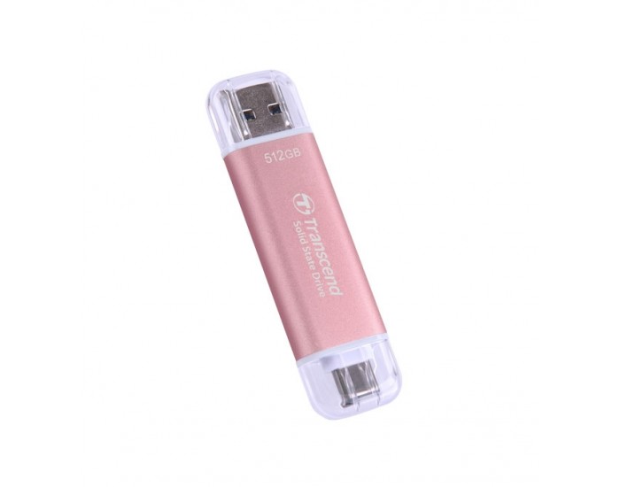Твърд диск Transcend 512GB, USB External SSD, ESD310P, USB 10Gbps, Type C/ A, Pink Твърд диск Transcend 512GB, USB External SSD, ESD310P, USB 10Gbps, Type C/ A, Pink