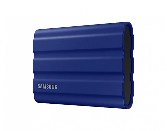 Твърд диск Samsung Portable NVME SSD T7 Shield 2TB , USB 3.2 Gen2, Rugged, IP65, Read 1050 MB/s Write 1000 MB/s, Blue