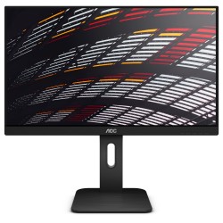 Монитор AOC 24P1, 23.8" Wide IPS LED, 5 ms, 1000:1, 50M:1 DCR, 250 cd/m2, FHD 1920x1080@60Hz, FlickerFree, Low Blue Light, Tilt, Height Adjust, Pivot, Swivel, USB, D-Sub, DVI, HDMI, DP, Headphone Out, 2Wx2, Black - Монитори