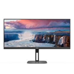 Монитор AOC U34V5C/BK, 34" VA WLED, 3440x1440@100Hz, 4ms GtG, 1ms MPRT, 300cd m/2, 4000:1, 20M:1 DCR, Adaptive Sync, FlickerFree, Low Blue Light, 5Wx2, Tilt, Height Adjust, Swivel, HDMI, DP, USB hub - Офис