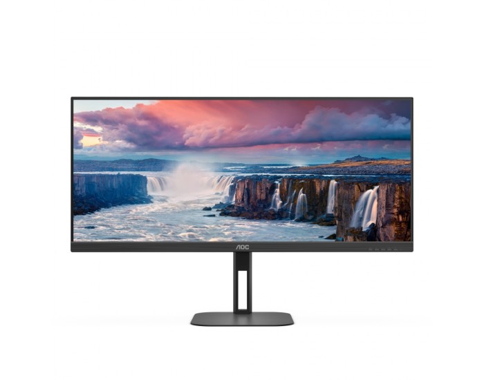 Монитор AOC U34V5C/BK, 34" VA WLED, 3440x1440@100Hz, 4ms GtG, 1ms MPRT, 300cd m/2, 4000:1, 20M:1 DCR, Adaptive Sync, FlickerFree, Low Blue Light, 5Wx2, Tilt, Height Adjust, Swivel, HDMI, DP, USB hub Монитор AOC U34V5C/BK, 34" VA WLED, 3440x1440@100Hz, 4ms GtG, 1ms MPRT, 300cd m/2, 4000:1, 20M:1 DCR, Adaptive Sync, FlickerFree, Low Blue Light, 5Wx2, Tilt, Height Adjust, Swivel, HDMI, DP, USB hub