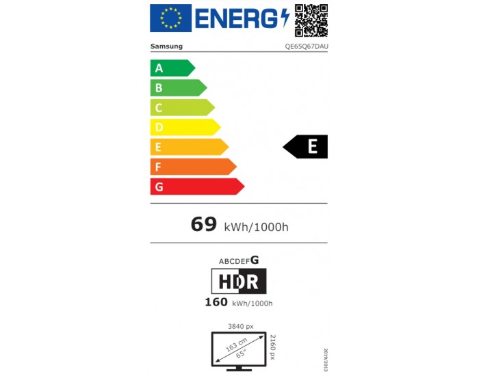 Телевизор Samsung 65" 65Q67D AI 4K QLED , SMART, Wireless, Network, PIP, Bluetooth 5.2, 3xHDMI, 2xUSB, Black