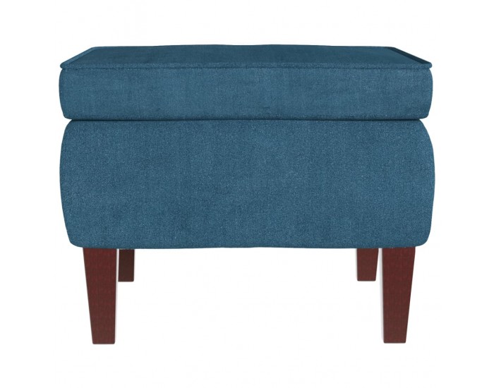 Sonata H Табуретка с дървени крака, синя, кадифе Sonata H Табуретка с дървени крака, синя, кадифе