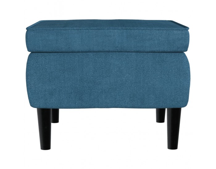 Sonata H Табуретка с дървени крака, синя, кадифе