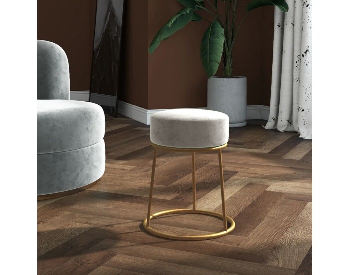 Sonata H Кръгъл хокер, светлосив, кадифе