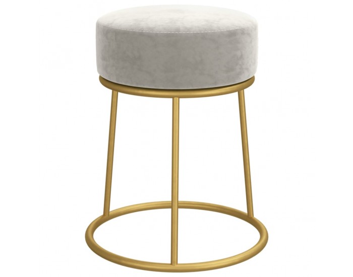 Sonata H Кръгъл хокер, светлосив, кадифе