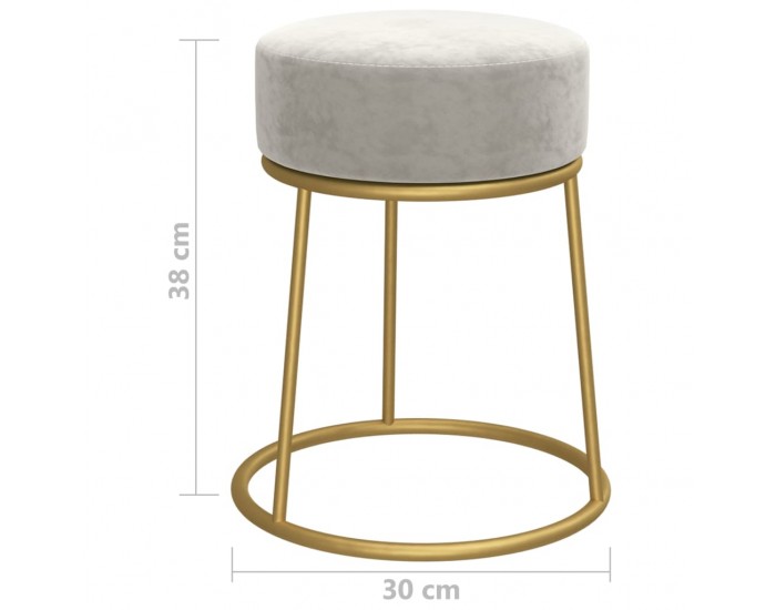 Sonata H Кръгъл хокер, светлосив, кадифе