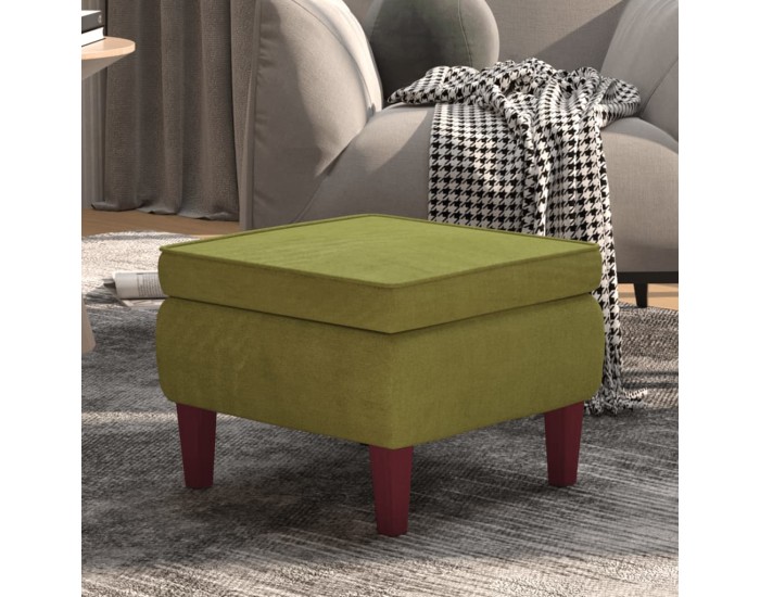 Sonata H Табуретка с дървени крака, светлозелена, кадифе