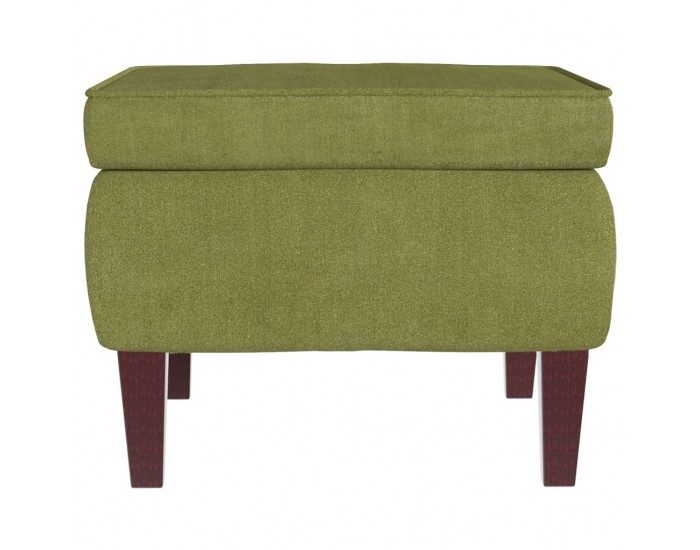 Sonata H Табуретка с дървени крака, светлозелена, кадифе