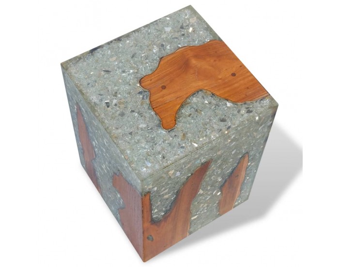 Sonata H Табуретка, тиково дърво масив и смола