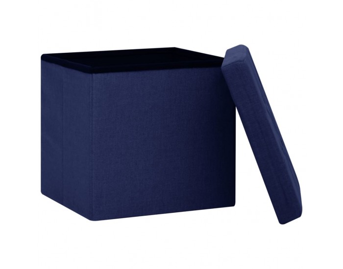 Sonata H Сгъваема табуретка за съхранение, синя, изкуствен лен Sonata H Сгъваема табуретка за съхранение, синя, изкуствен лен