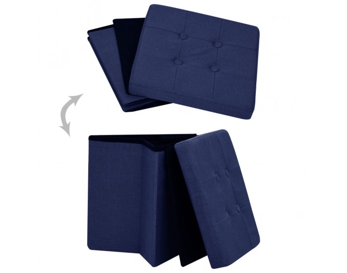 Sonata H Сгъваема табуретка за съхранение, синя, изкуствен лен Sonata H Сгъваема табуретка за съхранение, синя, изкуствен лен