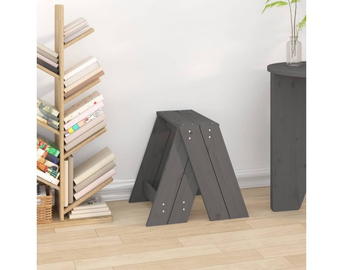 Sonata H Табуретки, 2 бр, сиви, 40x40x45 см, борово дърво масив Sonata H Табуретки, 2 бр, сиви, 40x40x45 см, борово дърво масив