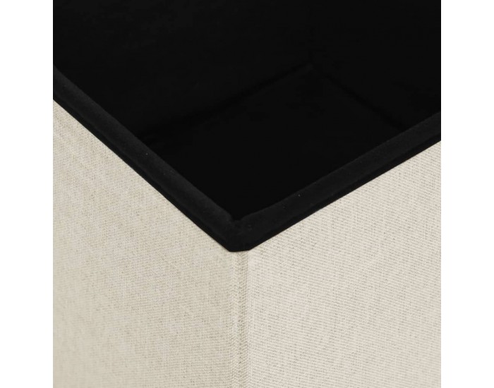 Sonata H Сгъваема табуретка за съхранение, кремавобяла, изкуствен лен