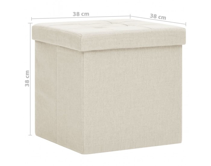 Sonata H Сгъваема табуретка за съхранение, кремавобяла, изкуствен лен