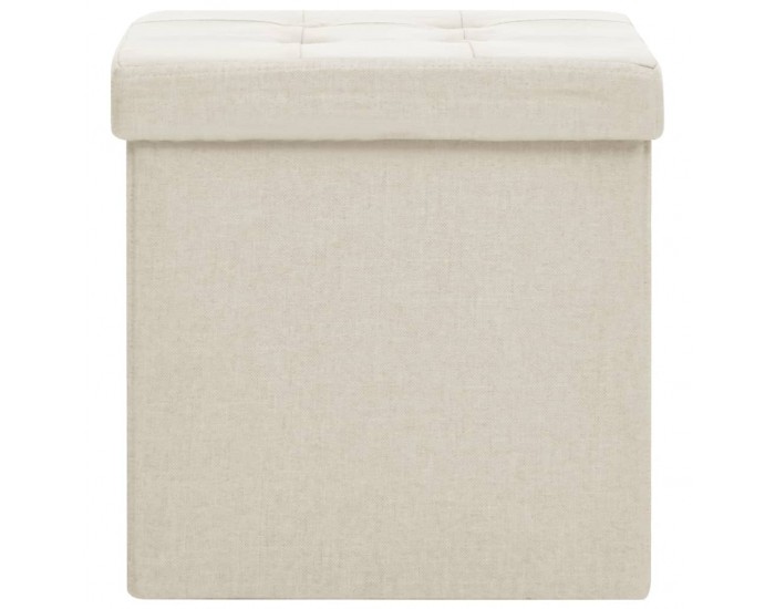 Sonata H Сгъваема табуретка за съхранение, кремавобяла, изкуствен лен