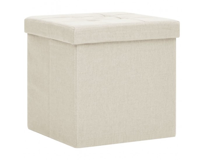 Sonata H Сгъваема табуретка за съхранение, кремавобяла, изкуствен лен