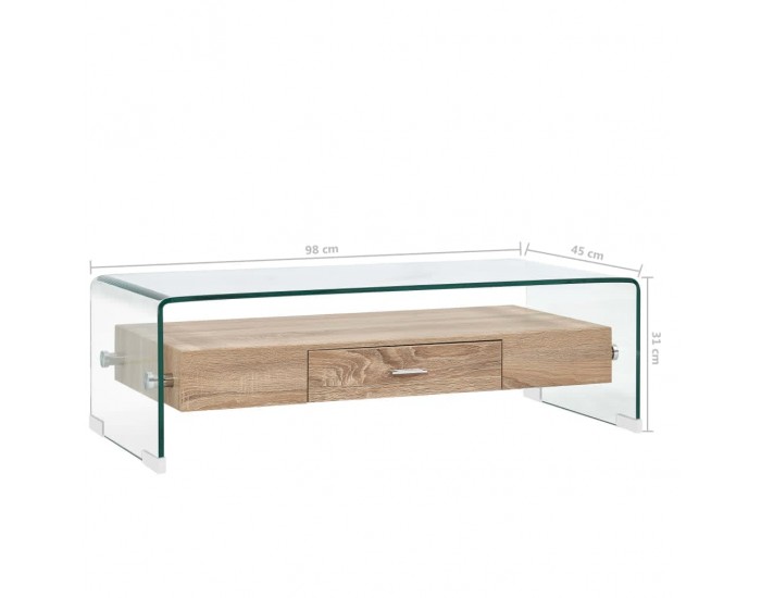 Sonata H Маса за кафе, прозрачна, 98x45x31 см, закалено стъкло