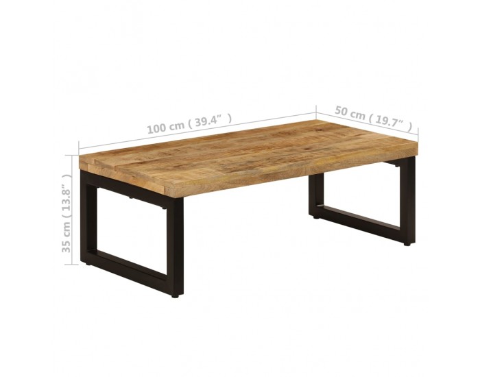 Sonata H Маса за кафе, 100x50x35 см, мангово дърво масив и стомана