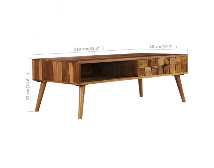 Sonata H Маса за кафе, шишам масив, финиш цвят пчелен мед, 110x50x37 cм